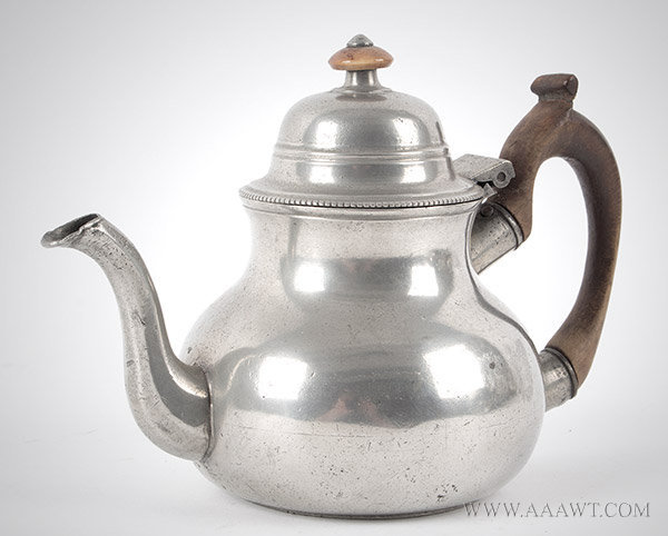 Antique Pewter, Teapot, Pear Shaped, Townsend & Compton, 